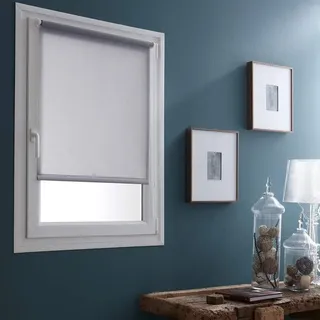 MADECOSTORE Easy Tageslichtrollo Grau Sichtschutzrollo B65 x H90cm - Mit oder ohne Bohren