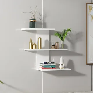 Stylish Wall Shelf, White, 69.8 x 21.4 x 59.6 cm | 100% Melamine Coated Particle Board, 18 mm Thick | Versatile Storage Solution for Home & Office