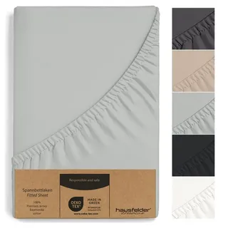 Hausfelder Spannbettlaken Jersey-Baumwolle 180 x 200 - 200 x 200 cm Grau
