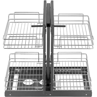 Vevor Aufbewahrungskorb Küchenschrank-Organizer mit 2 Ebenen & 4 Ablagen 38 x 38 x 59 cm silber