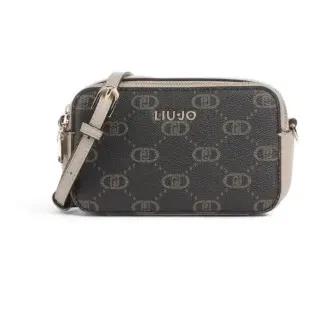 Liu Jo für Damen. AF5100-E0668 Schwarze Monogramm-Umhängetasche (OSFA), Lässig, Polyurethan