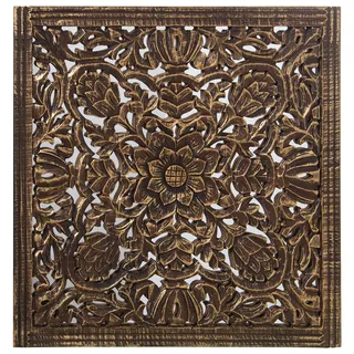 DRW Altarbild quadratisch aus MDF durchbrochen mit Spiegel in braun 100 x 2,5 x 100 cm, Mehrfarbig, estandar