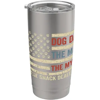 Dog Dad The Man The Myth The Snack Dealer Amerikanische Flagge Doppelwandiger Edelstahl-Thermobecher