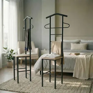 CARO-Möbel Herrendiener Jivo 2Er-Set , Schwarz, Sonoma Eiche , Metall , Mode , 53x121x47 cm , Schlafzimmer, Herrendiener