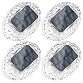 Quntis Solar Wandleuchte Außen 4er Set, Wasserdichte Solarlampen für Außen Wand, 360° Beleuchtung Garten-Deko, Außenleuchte für Zaun Balkon Terrasse Mauer Treppe, Solarleuchte Zaunbeleuchtung Warmweiß