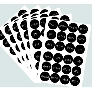 HERZONE 6SETS Adventskalender Zahlen Aufkleber 1-24 Aufkleber 4cm Mathe Aufgaben Rechnen- zum Basteln und Dekorieren (Runde)