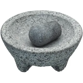 KitchenCraft World of Flavours „“Molcajete“ Mexikanisches Mörser und Stößel Set, Granit, 20 cm, Grau - Grau