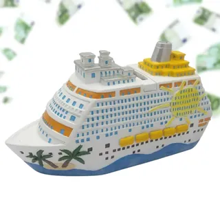 Spardose Urlaubskasse Kreuzfahrt-Schiff bunt - große 20 cm Urlaubs-Reise Polyresin Sparbüchse