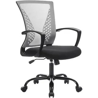 ‎SONGMICS Netzstuhl, STAHL Nylon Polypropylen, Grau, 58 x 60,5 x (96-104) cm