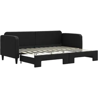 vidaXL Tagesbett Ausziehbar Schwarz 80x200 cm Stoff - Schwarz