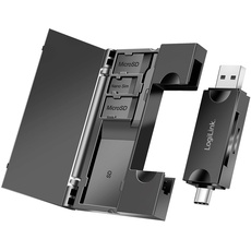 Bild USB 3.2 (Gen1) Kartenleser für SD- & microSD-Karten, mit Karten-Aufbewahrung, USB-A und USB-C