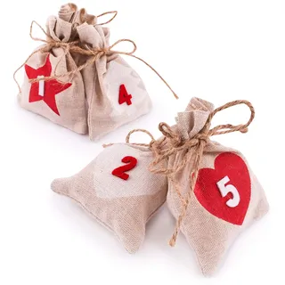 Pajoma Adventskalender zum Befüllen 24 Jutesäckchen natur