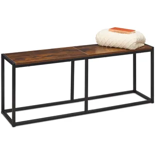 Relaxdays Sitzbank, Esszimmer, Essbank, Wohnzimmer & Flur, HxBxT: 47x120x30 cm, Küchenbank, Metall, Industrial/Schwarz