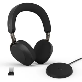 JABRA Evolve3 75 On-Ear Bluetooth Headset kabellos mit Mikrofon & Ladestation für Büro, USB-A, KI-Sprachanruf, Erweiterte ANC, 22h Akku, für Online Meeting Apps, Schwarz