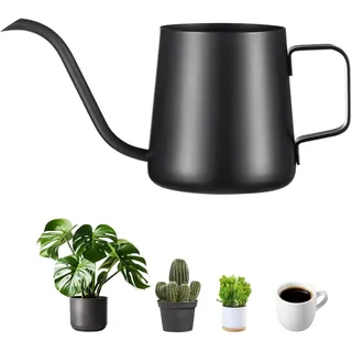 GIONAR Gießkanne Klein Zimmerpflanzen 350ml Edelstahl Langer Auslauf Giesskanne Gartengießkanne für Innen Wohnung Home Büro Sukkulenten, Schwarz