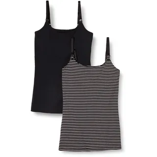 Amazon Essentials Damen Umstands-Camisole Stillfreundlich, 2er-Pack, Schwarz gestreift, L