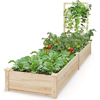 Costway Hochbeet mit Rankgitter 235 x 63 x 102 cm Braun