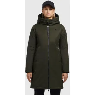 khujo Wintermantel "LISAD" mit Kapuze, hochschließender Kragen, aus Polyester und Polyamid, deep, grün