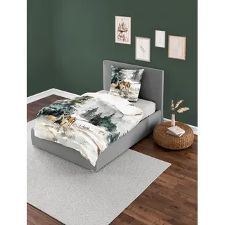 Bettwäsche BIERBAUM "5304", beige (natur), B/L: 135cm x 200cm, 1 Stk., 1 Stk., Mako-Satin, B/L: 80cm x 80cm, 2 Stk., Mako-Satin, Obermaterial: 100% Baumwolle, Bettwäsche, Bettwäsche, Mako-Satin, 100 % Baumwolle, pflegeleicht; Digitaldruck