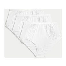Womens M&S Collection 3pk Wildblooms Full Briefs - White, White - 26