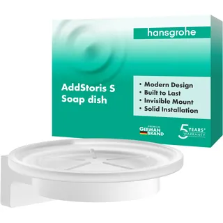 hansgrohe AddStoris S - Seifenschale, Seifenablage für Wandmontage, verdeckte Befestigung, Badezimmer Zubehör, Mattweiß, 41766700