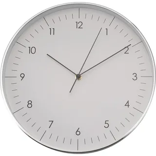 LUUK LIFESTYLE Moderne Wanduhr mit Quarzwerk, geräuschlos & ohne Ticken, minimalistisches Design, für Küche, Büro, Flur, in weiß und Silber