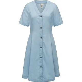 Sommerkleid RAGWEAR "Sommerkleid Kveeda Denim", Damen, Gr. XL, N-Gr, blau (light blau denim), Obermaterial: 60% Baumwolle CO. 40% Viskose CV., Kleider Sommerkleid