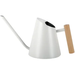 LanQii 900 ml Gießkanne, Indoor Giesskanne Edelstahl Gießkanne, 0,9 L / 30,4 oz Gartengießkanne für Pflanzen im Innen- und Außenbereich, Bonsai mit langem Ausguss und Holzgriff, Weiß