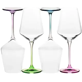 KROSNO Avant-Garde Deco Bunte Weingläser, 4er-Set, 450 ml - Bunt