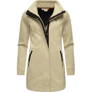Kurzjacke RAGWEAR "Sweatjacke Letrice Bonded", Damen, Gr. 4XL, beige (ecru24), Obermaterial: 100% Polyester PES.  Futter: 100% Polyester PES., tailliert Po-bedeckend, hoch geschlossener Ausschnitt, Ärmel ohne Ärmelschlitz normaler Saum, Jacken Kurzjacke, Elegante Zip-Jacke mit hohem Kragen in Feinstrickoptik