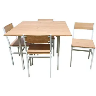 Set Tisch Quadratisch 100 CM + 4 Stühle Giardino IN Holz MDF Farbe Natur 750ds