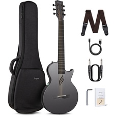 Enya 35-Zoll Anfänger Gitarre Set - Kohlefaser Schwarz Nova Go SP1 Akustik Gitarre Cutaway Carbon Fiber Acoustic Guitar für Kinder Erwachsene