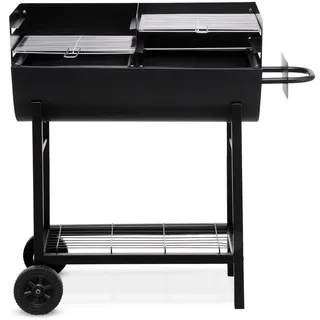 tepro Detroit 1037 – XL Holzkohle‐Grillfass mit Ablage, verchromte Grillroste & flexibel höhenverstellbar