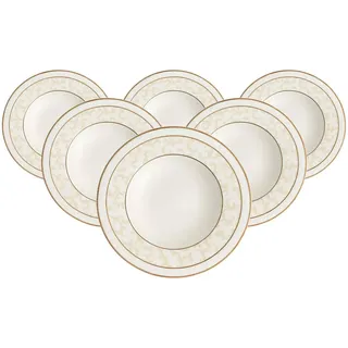 Villeroy & Boch Suppenteller Ivoire 24,8 cm weiß/gold 6er Set