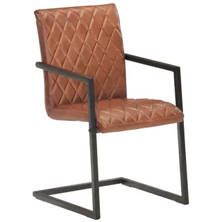 vidaXL Freischwinger Leder Braun 2 Stk