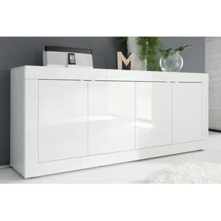 Design-Sideboard brillantweiß mit 4 Türen L207 cm LATTE