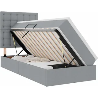 vidaXL Bett mit Stauraum und LED Hellgrau 100 x 200 cm Polyester - Hellgrau