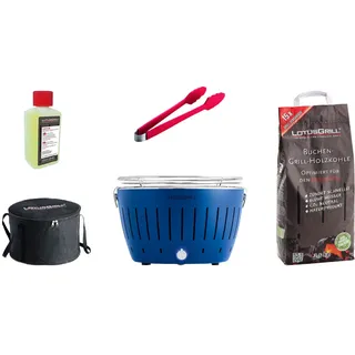 LotusGrill Starter-Set Classic 1x Grill Tiefblau mit USB-Anschluß 5 teilig - Blau
