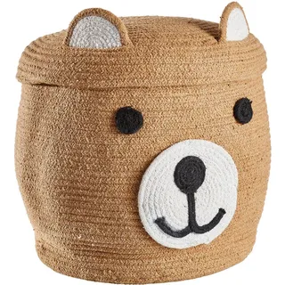 Patinio Aufbewahrungskörbchen , Naturfarben , Textil , zylindrisch , 30 cm , AZO-frei , faltbar, Deckel, handgemacht , Ordnen & Aufbewahren, Dekoboxen & Aufbewahrungsboxen, sonstige Boxen