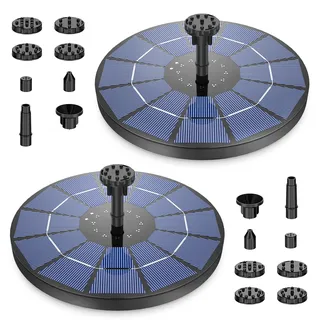 AISITIN 2PCS 3.5W Solar Springbrunnen Teichpumpe mit Panel Eingebaute Batterie Wasserpumpe Schwimmender Fontäne Pumpe mit 6 Fontänenstile für Garten, Vogel-Bad,Teich,Fisch-Behälter