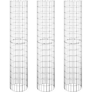 vidaXL Gabionen-Hochbeete 3er set Rund Verzinkter Stahl Ø30/150 Cm , Silberfarben , Metall , 30x150x30 cm , Gartenzubehör, Hochbeete