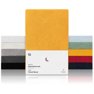 Blumtal® Frottee Spannbettlaken 140x200x27cm - Oeko-TEX zertifiziertes Spannbetttuch 140x200x27cm - Frottee-Spannbettlaken bis 27cm Matratzenhöhe - Spicy Mustard