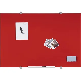 Bi-Office Whiteboard aus Glas, trocken abwischbar, nicht magnetisch, Farbe Rot, 90 x 60 cm