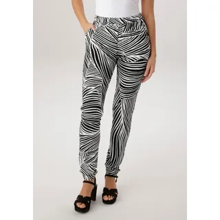 Schlupfhose ANISTON SELECTED, Damen, Gr. 38, N-Gr, weiß, neutral, Jersey, Obermaterial: 100% Viskose, figurumspielend knöchellang, Hosen Schlupfhose, mit trendigen Allover-Print - NEUE KOLLEKTION