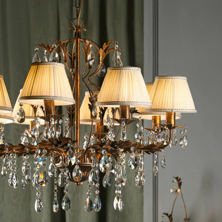 Kristall-Hängeleuchte , Bronzefarben , Metall, Glas , 80x105x80 cm , Lampen & Leuchten, Leuchtenserien
