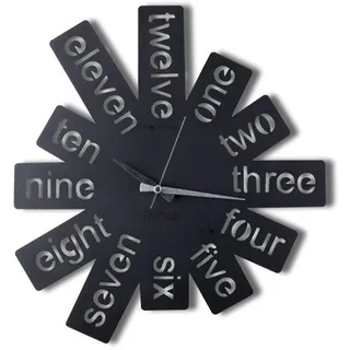 Dekorative Metall-Wanduhr im Stil Zahlen in englischer Sprache, 50 x 50 cm