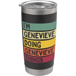 Ich bin Genevieve Ich mache Genevieve Dinge Lustig Personalisiert Doppelwandiger Edelstahl-Thermobecher