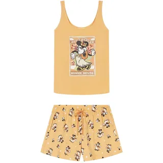 Women'secret Damen Kurzer Pyjama mit Mehreren Lizenzen Pyjamaset, NEON Mandarine, M