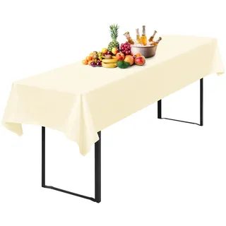 1 Stück Tischdecke Bierzeltgarnitur 100 x 250cm Biertisch Tischdecke wasserdichte Polyester Bierbank Tischdecken für 50 und 70cm Biertische, Rechteckige Tischdecken für Hochzeitsfeiern(Beige)
