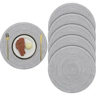 Runde Tischsets 6er-Set 38 cm aus Polypropylen und Baumwolle, rutschfest
